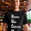 Camiseta divertida Rápido una Mahou con diseño humorístico y estampado RÁPIDO UNA CERVEZA MAHOU