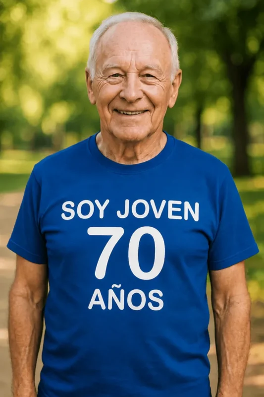 Camiseta divertida Soy joven 70 años como regalo de cumpleaños para celebrar los 70 con humor