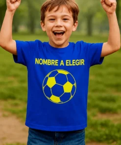 Camiseta infantil balón con nombre personalizado con diseño de balón para niño o niña