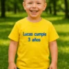 Camiseta infantil cumpleaños con nombre personalizado para niño con diseño de 3 años y nombre Lucas