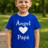 Camiseta infantil Papá con nombre personalizado con diseño Ángel corazón Papá