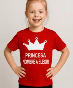 Camiseta infantil princesa con nombre personalizado para niña con diseño de princesa y nombre a elegir