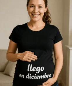 Camiseta premam谩 Llego en diciembre para regalo de cumplea帽os y anuncio de embarazo