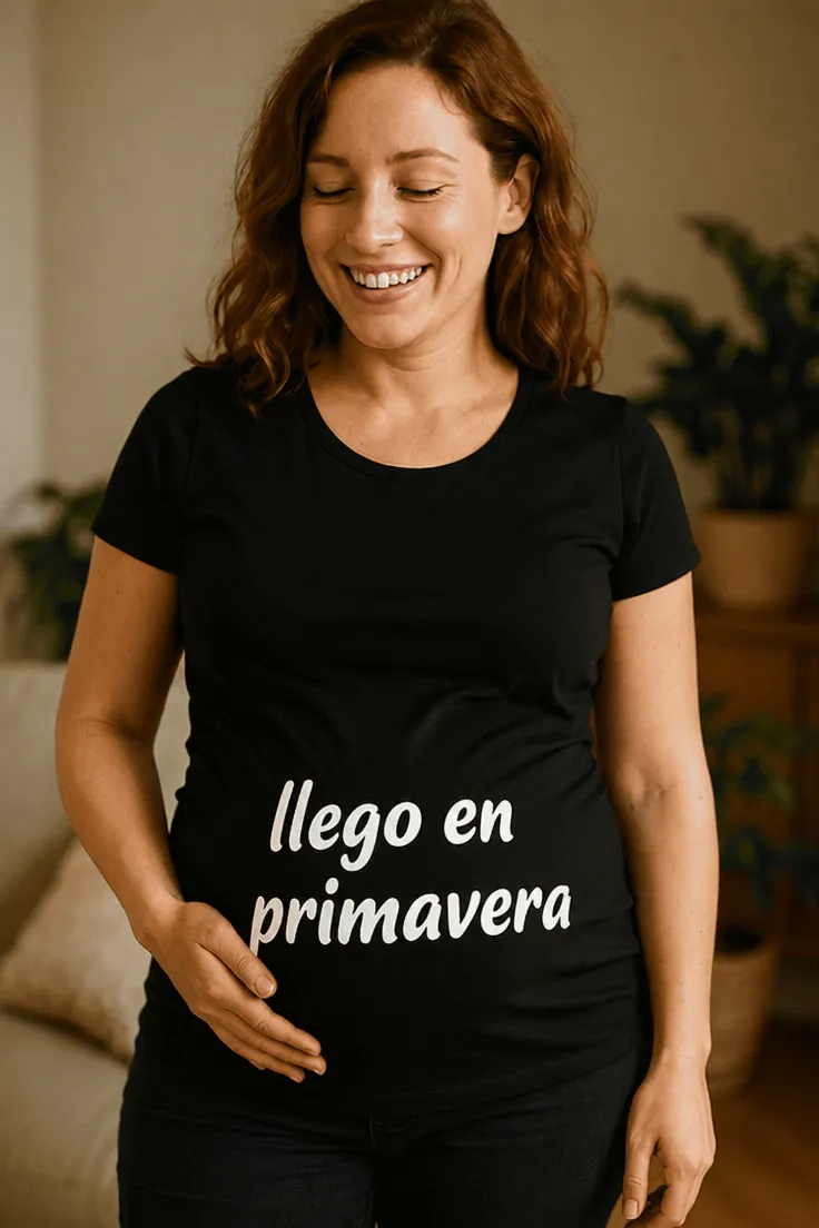 Camiseta premamá Llego en primavera como regalo de cumpleaños para anunciar embarazo