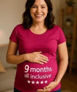Camiseta premamá Nueve meses todo incluido como regalo de cumpleaños para futura mamá