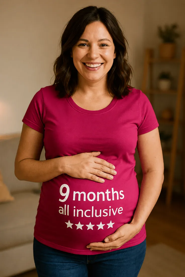 Camiseta premamá Nueve meses todo incluido como regalo de cumpleaños para futura mamá