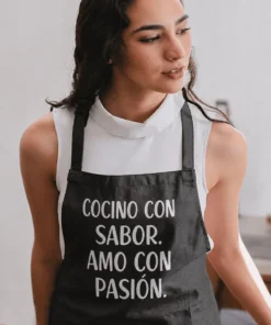 Delantal divertido Cocino y amo con pasión con diseño de cocina y amor