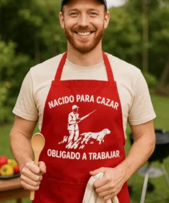 Delantal divertido Nacido para cazar con diseño de humor para regalo