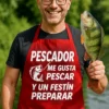 Delantal divertido pescador festín con diseño de pesca y mensaje humorístico