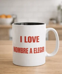 Taza divertida I love con nombre personalizado como regalo de cumpleaños original